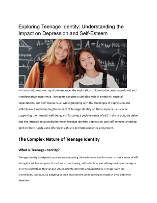 Exploring Teenage Identity_ Understanding the Impact on Depression and Self-Esteem