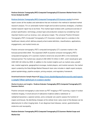 Positron Emission Tomography (PET)-Computed Tomography (CT) Scanners Market Porter's Five Forces Analysis by 2029