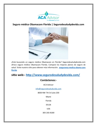 Seguro médico Obamacare Florida | Segurodesaludydevida.com