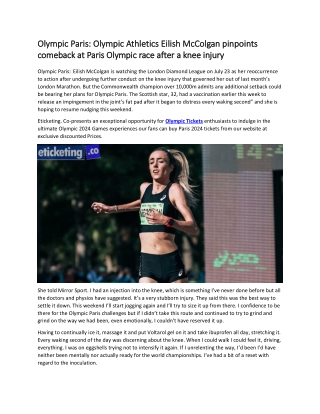 Olympic Paris Olympic Athletics Eilish McColgan pinpoints comeback at Paris Olympic race after a knee injury