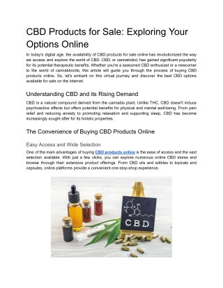CBD Products for Sale_ Exploring Your Options Online