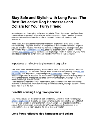 Stay Safe and Stylish with Long Paws