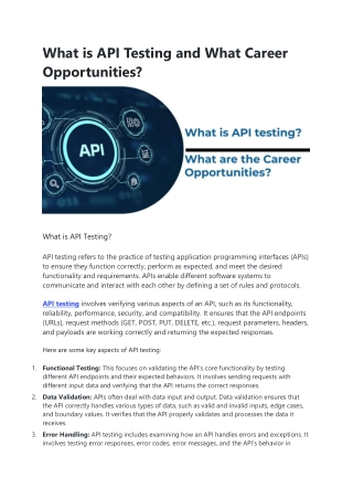 What is API Testing and What Career Opportunities