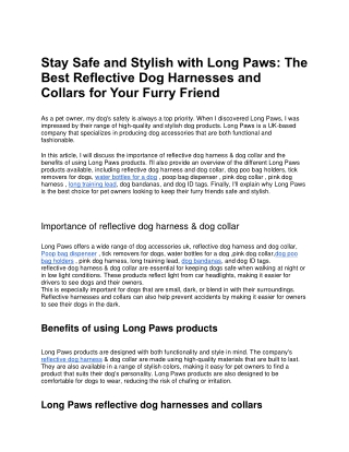 Stay Safe and Stylish with Long Paws