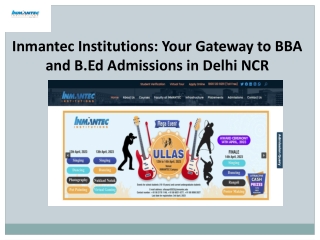 BBA admissions in Delhi NCR - Inmantec Institutions