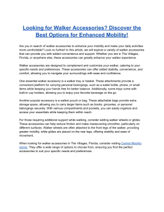 Looking for Walker Accessories? Discover the Best Options for Enhanced Mobility!