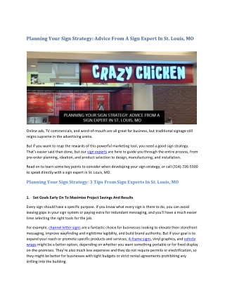 Planning Your Sign Strategy: Advice From A Sign Expert In St. Louis, MO