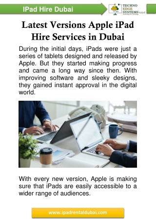 Latest Versions Apple iPad Hire Services in Dubai