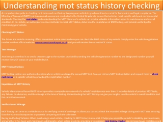 Understanding mot status history checking