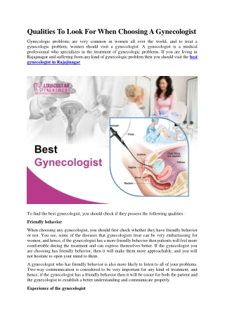 Qualities To Look For When Choosing A Gynecologist