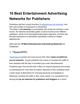 10 Best Entertainment Advertising Networks for Publishers