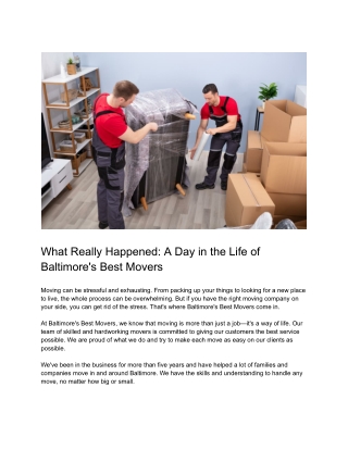 What Really Happened_ A Day in the Life of Baltimore's Best Movers