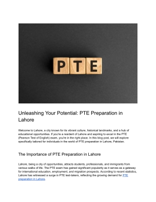 Unleashing Your Potential_ PTE Preparation in Lahore