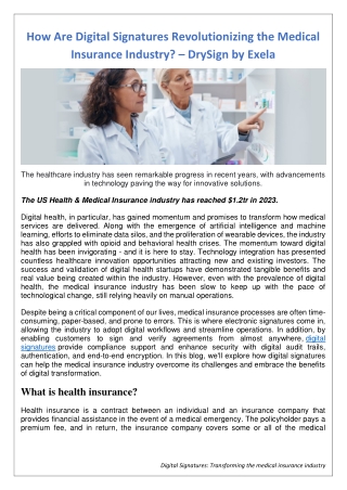 PDF - How Are Digital Signatures Revolutionizing the Medical Insurance Industry