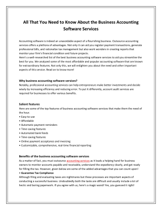 Business Accounting Software Services