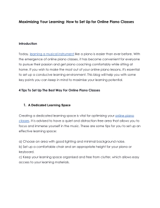 Maximizing Your Learning: How to Set Up for Online Piano Classes