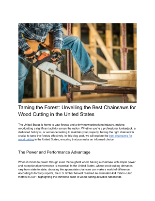 Taming the Forest_ Unveiling the Best Chainsaws for Wood Cutting in the United States
