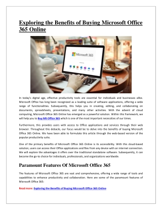 Exploring the Benefits of Buying Microsoft Office 365 Online