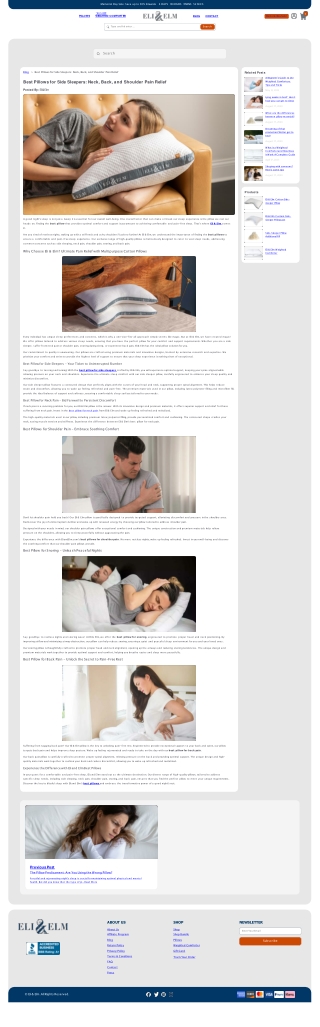 Best Pillows for Side Sleepers with Neck Pain | Eli & Elm