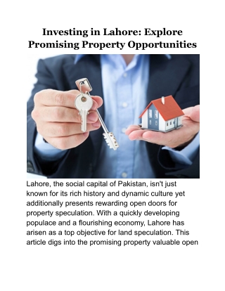 Investing in Lahore_ Explore Promising Property Opportunities
