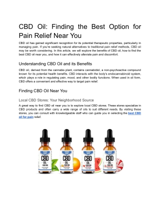 CBD Oil_ Finding the Best Option for Pain Relief Near You
