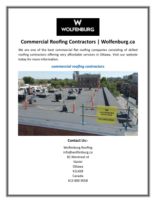 Commercial Roofing Contractors  Wolfenburg.ca