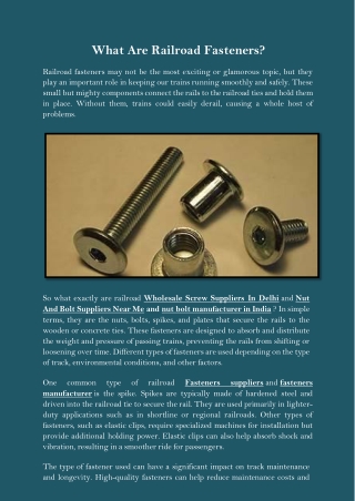 What are railroad fasteners