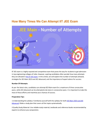 How Many Times We Can Attempt IIT JEE Exam