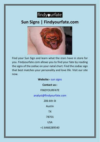 Sun Signs  Findyourfate