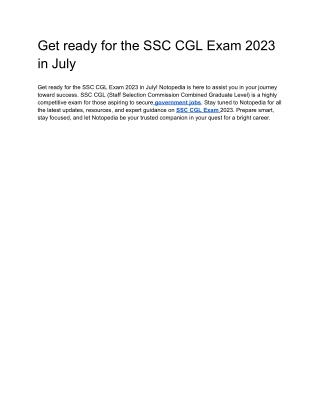 Get ready for the SSC CGL Exam 2023 in July