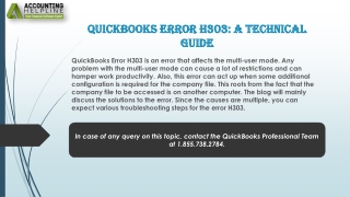 A Complete Guide About QuickBooks Error H303