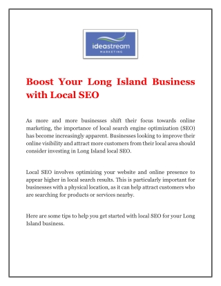 Boost Your Long Island Business with Local SEO