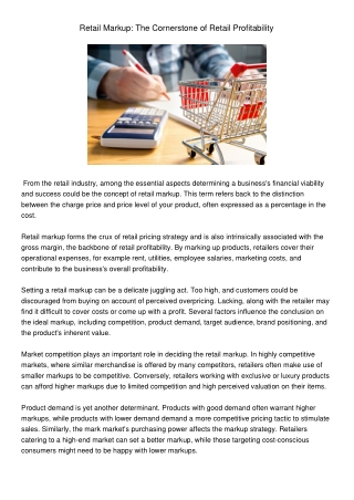RetailMarkupTheCornerstoneofRetailProfitability