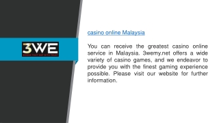 Casino Online Malaysia 3wemy.net