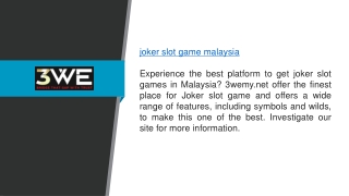 Joker Slot Game Malaysia 3wemy.net