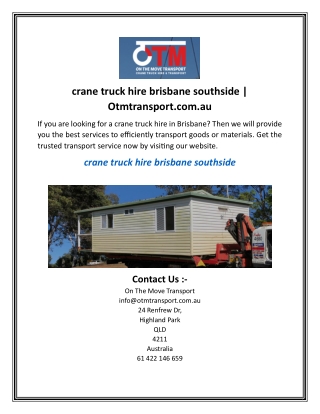 crane truck hire brisbane southside  Otmtransport.com.au