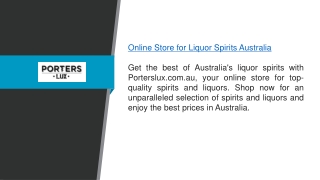 Online Store For Liquor Spirits Australia  Porterslux.com.au