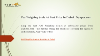 Pos Weighing Scale At Best Price In Dubai  Nyxpos.com