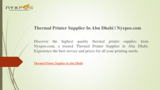 Thermal Printer Supplier In Abu Dhabi  Nyxpos.com A