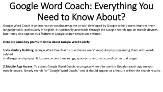 Google Word Coach: Everything You Need to Know About?