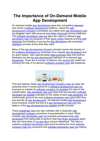 The Importance of On-Demand Mobile App Development