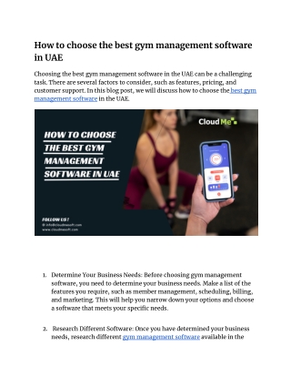 How to choose best gym management software in UAE