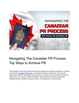 A Guide to Successfully Navigating the Canadian PR Process: Top Approaches