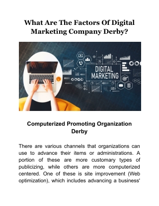 What Are The Factors Of Digital Marketing Company Derby