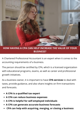 ​HOW HAVING A CPA CAN HELP INCREASE THE VALUE OF YOUR BUSINESS?