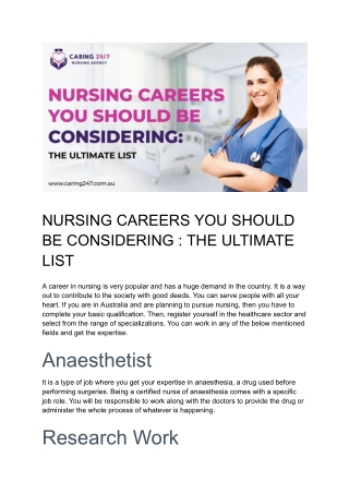 Discover Nursing Paths That Deserve Your Attention and Consideration
