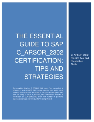 The Essential Guide to SAP C_ARSOR_2302 Certification: Tips and Strategies