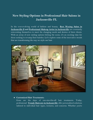 New Styling Options in Professional Hair Salons in Jacksonville FL