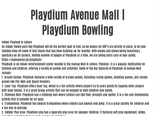 Playdium Avenue Mall | Playdium Bowling