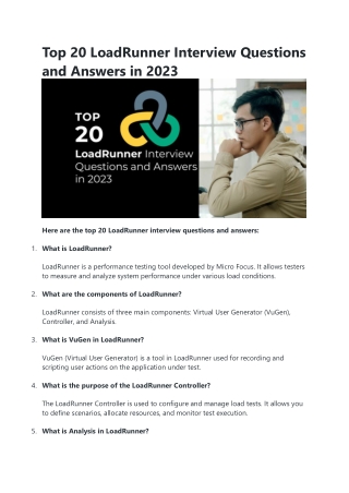 Top 20 LoadRunner Interview Questions and Answers in 2023